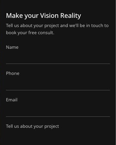 Landing page, the enquiry form